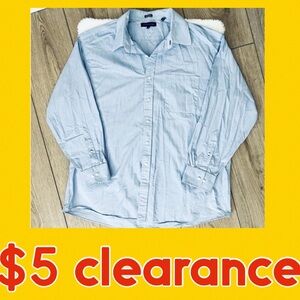 TOMMY HILFIGER Dress Shirt Blue Pinstripe Size XL